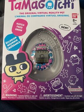 Tamagotchi Gen1 Digital Pet - Pink & Blue Egg Keychain